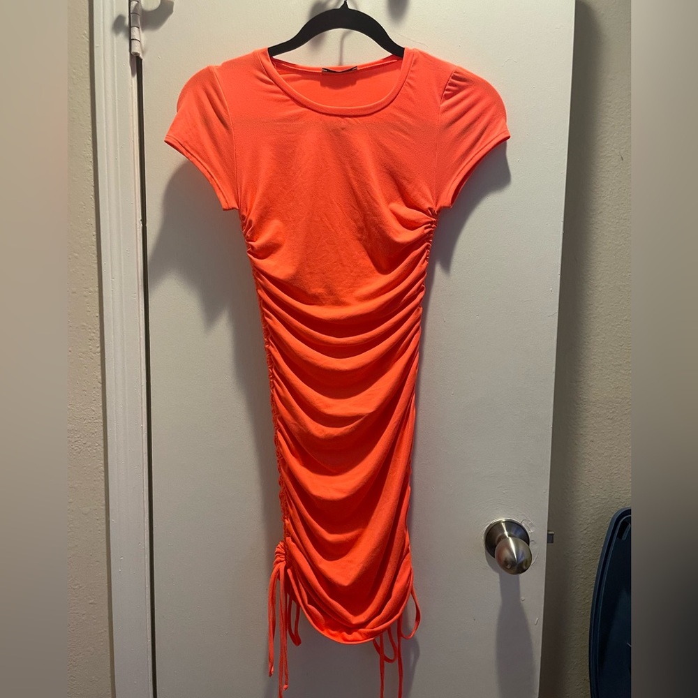 Skin tight neon peach/orange dress